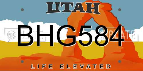 BHG584 Utah License Plate