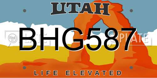 BHG587 Utah License Plate