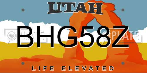 BHG58Z Utah License Plate