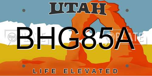 BHG85A Utah License Plate