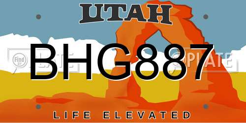 BHG887 Utah License Plate