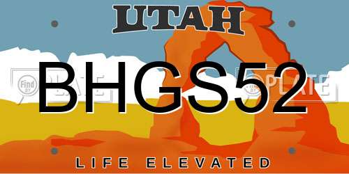 BHGS52 Utah License Plate