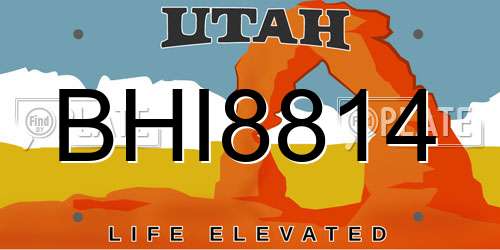BHI8814 Utah License Plate