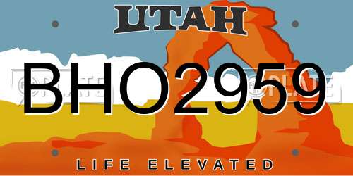 BHO2959 Utah License Plate