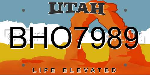 BHO7989 Utah License Plate