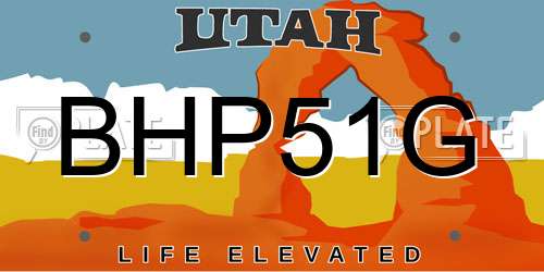 BHP51G Utah License Plate