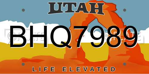 BHQ7989 Utah License Plate