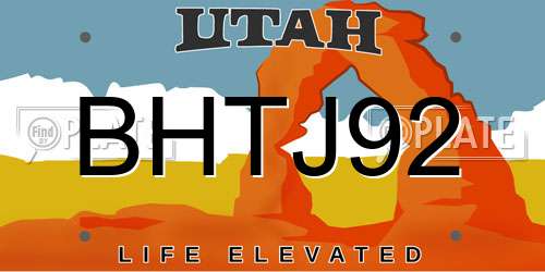 BHTJ92 Utah License Plate