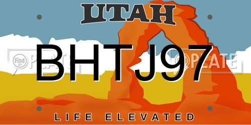 BHTJ97 Utah License Plate