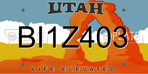 BI1Z403 Utah License Plate