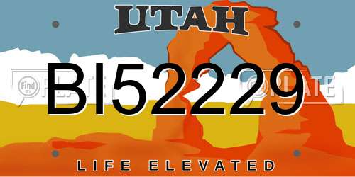 BI52229 Utah License Plate