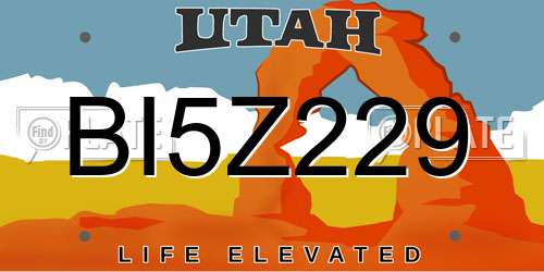BI5Z229 Utah License Plate