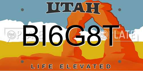 BI6G8T Utah License Plate