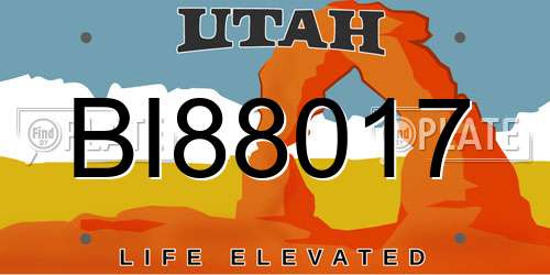 BI88017 Utah License Plate