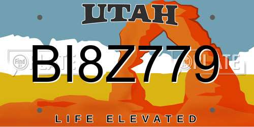 BI8Z779 Utah License Plate