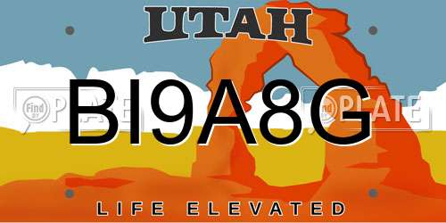 BI9A8G Utah License Plate