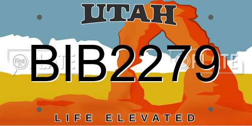 BIB2279 Utah License Plate