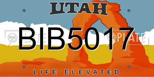 BIB5017 Utah License Plate
