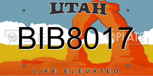 BIB8017 Utah License Plate