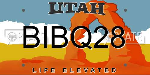 BIBQ28 Utah License Plate