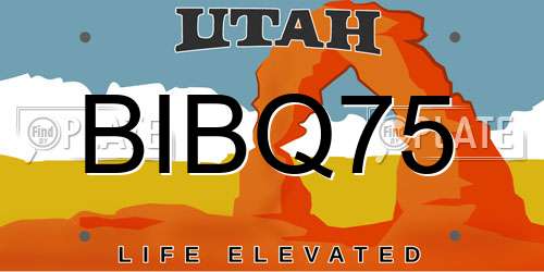BIBQ75 Utah License Plate