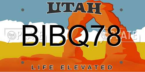 BIBQ78 Utah License Plate