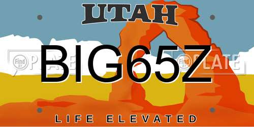 BIG65Z Utah License Plate