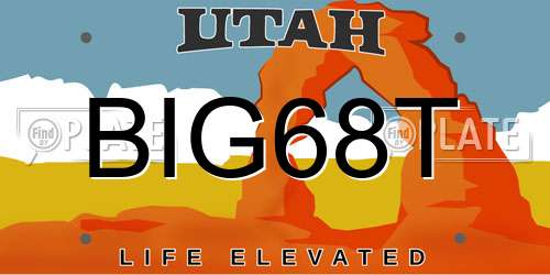 BIG68T Utah License Plate
