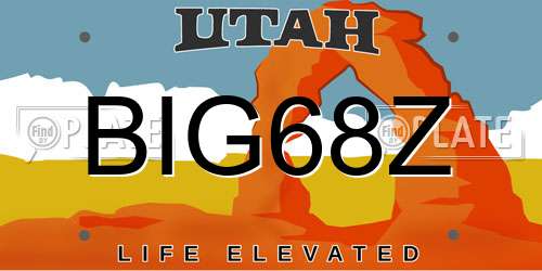 BIG68Z Utah License Plate