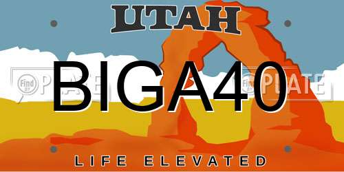 BIGA40 Utah License Plate