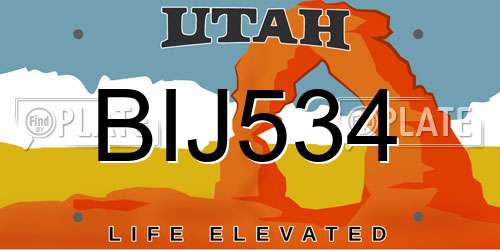 BIJ534 Utah License Plate