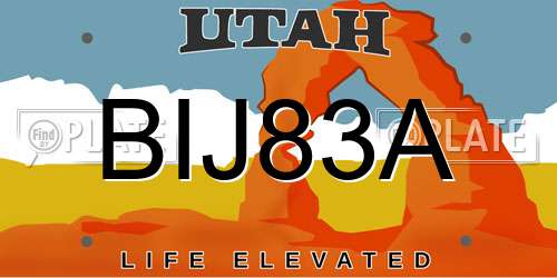 BIJ83A Utah License Plate