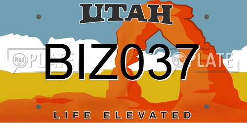 BIZ037 Utah License Plate