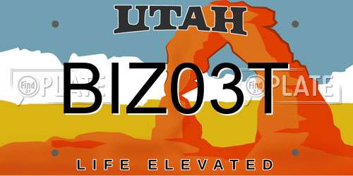 BIZ03T Utah License Plate