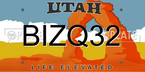 BIZQ32 Utah License Plate