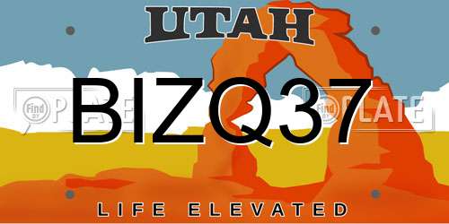 BIZQ37 Utah License Plate