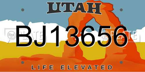 BJ13656 Utah License Plate