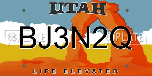 BJ3N2Q Utah License Plate
