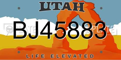 BJ45883 Utah License Plate