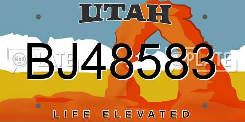 BJ48583 Utah License Plate