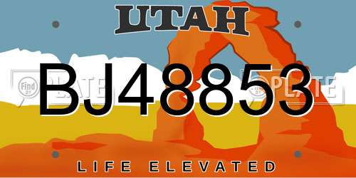 BJ48853 Utah License Plate