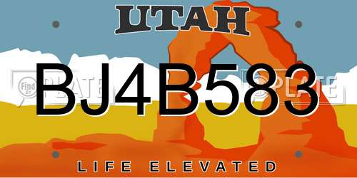 BJ4B583 Utah License Plate