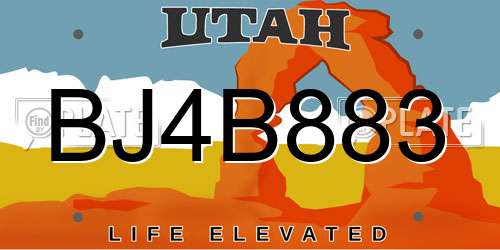 BJ4B883 Utah License Plate