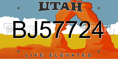 BJ57724 Utah License Plate