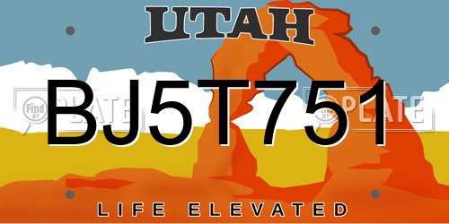 BJ5T751 Utah License Plate
