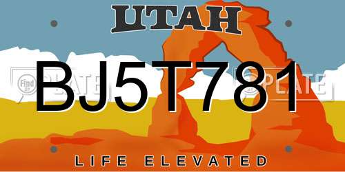BJ5T781 Utah License Plate