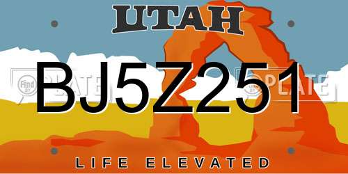 BJ5Z251 Utah License Plate