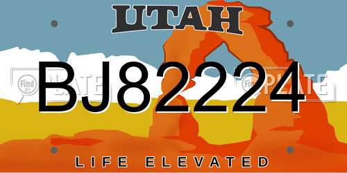 BJ82224 Utah License Plate