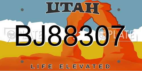 BJ88307 Utah License Plate