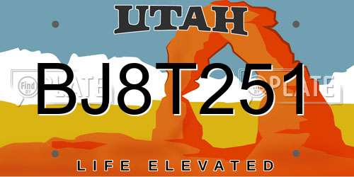 BJ8T251 Utah License Plate